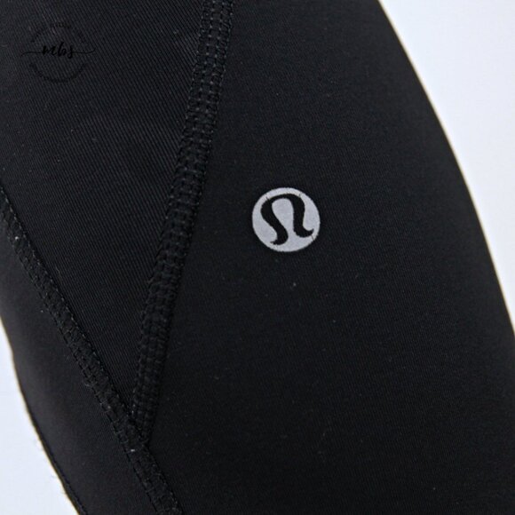 Lululemon Camo Mid Rise Zipper Pockets Cropped Leggings Black Women 6 - Picture 9 of 12